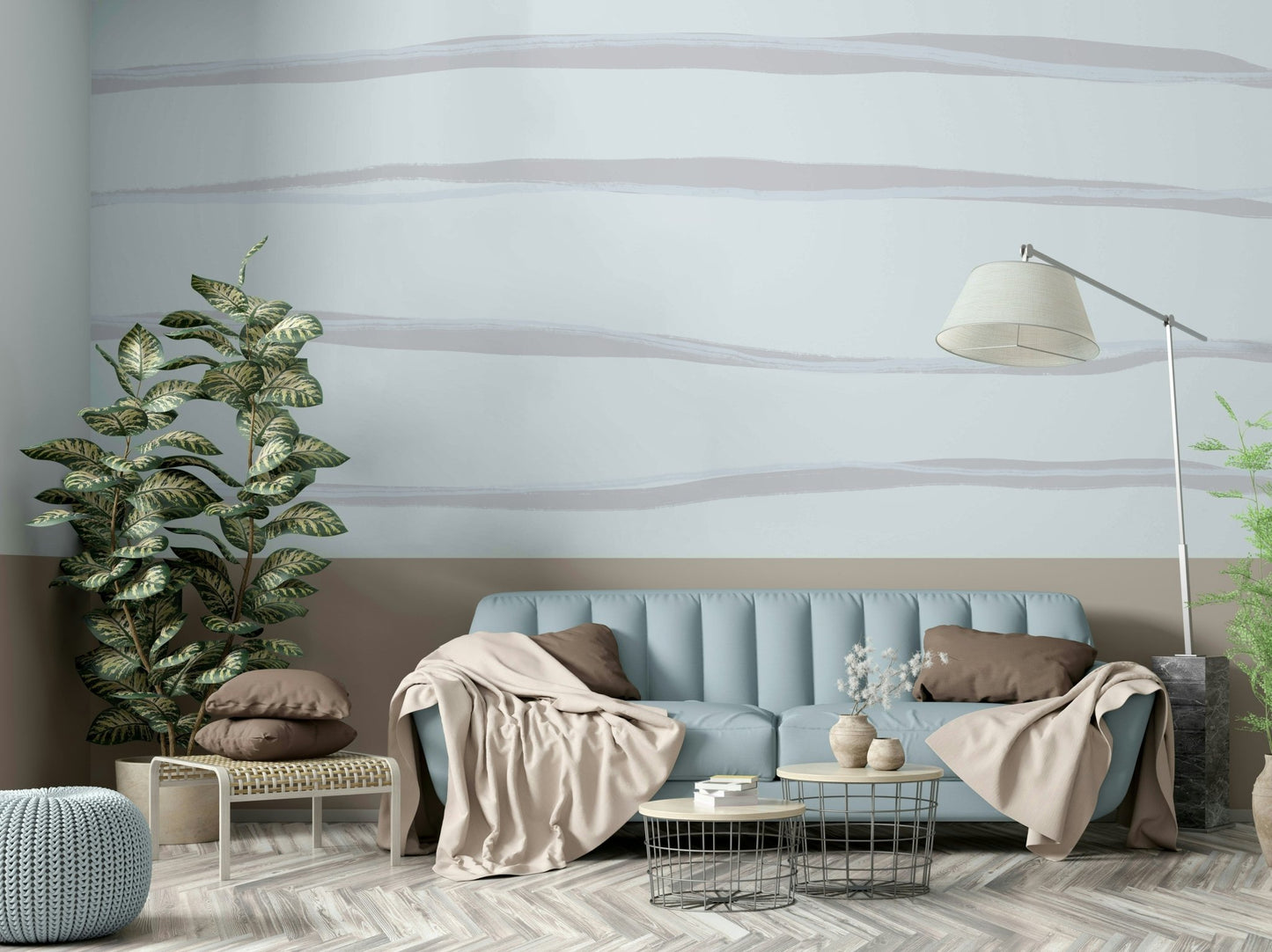 A calming modern pattern wallpaper mural that defines a space., GD5173