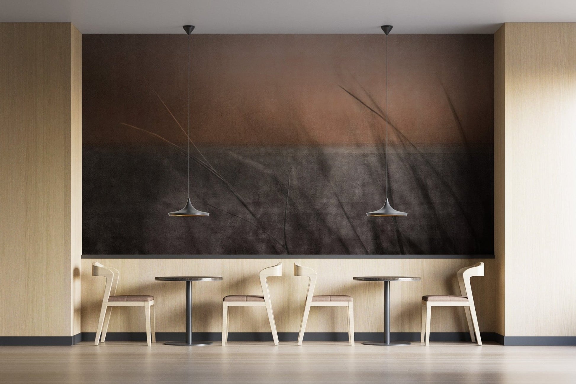 Soft gradient grass leaves wallpaper decor
