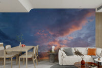 Gentle dusk sky mural with soft light

