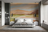 Relaxation space with warm sunset wall mural

