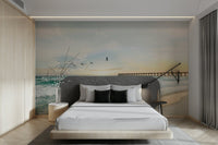 Sunset over the sea mural for relaxing interiors

