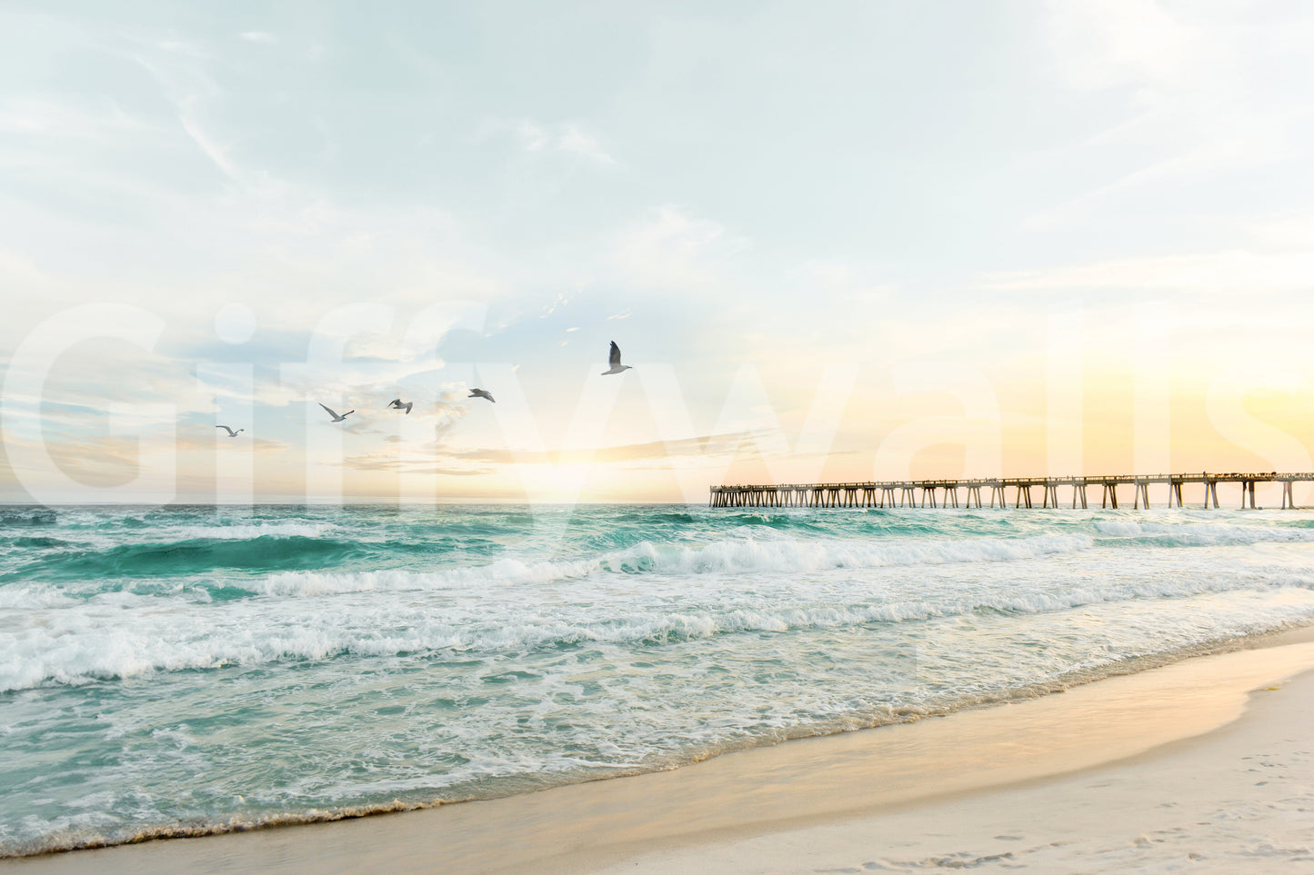 Scenic wall art with serene sea and sunset blend

