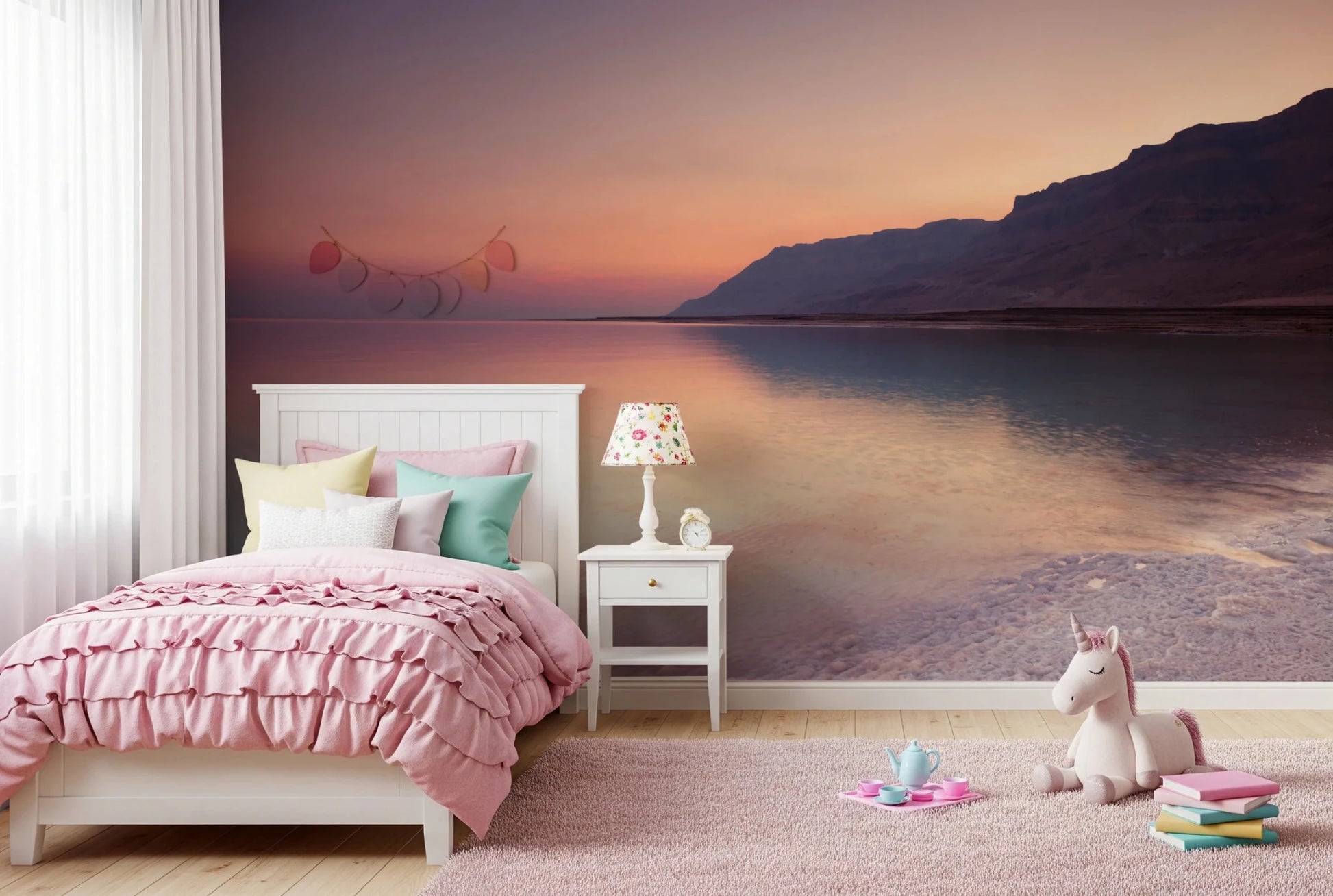Coastal sunset water scene in Serene Sunset Shoreline wall mural, GD8752