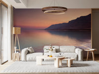 Serene Sunset Shoreline wall mural with soft ocean horizon glow, GD8752