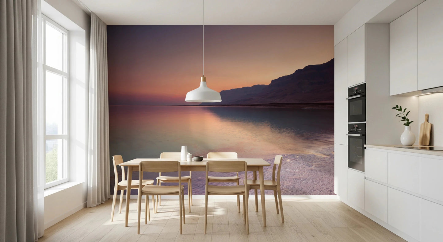 Dining room with Serene Sunset Shoreline wall mural calm coast, GD8752