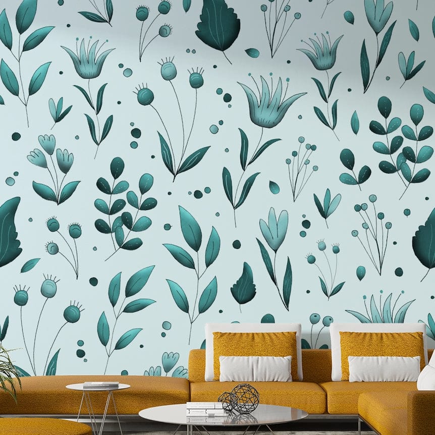 Delicate floral and leaf wallpaper for walls GD042

