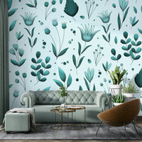 Nature-inspired wallpaper with teal tones

