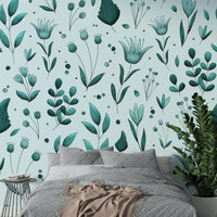 Calm botanical wallpaper mural design

