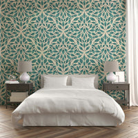 Elegant teal leaf design for peaceful home decor, GD1786