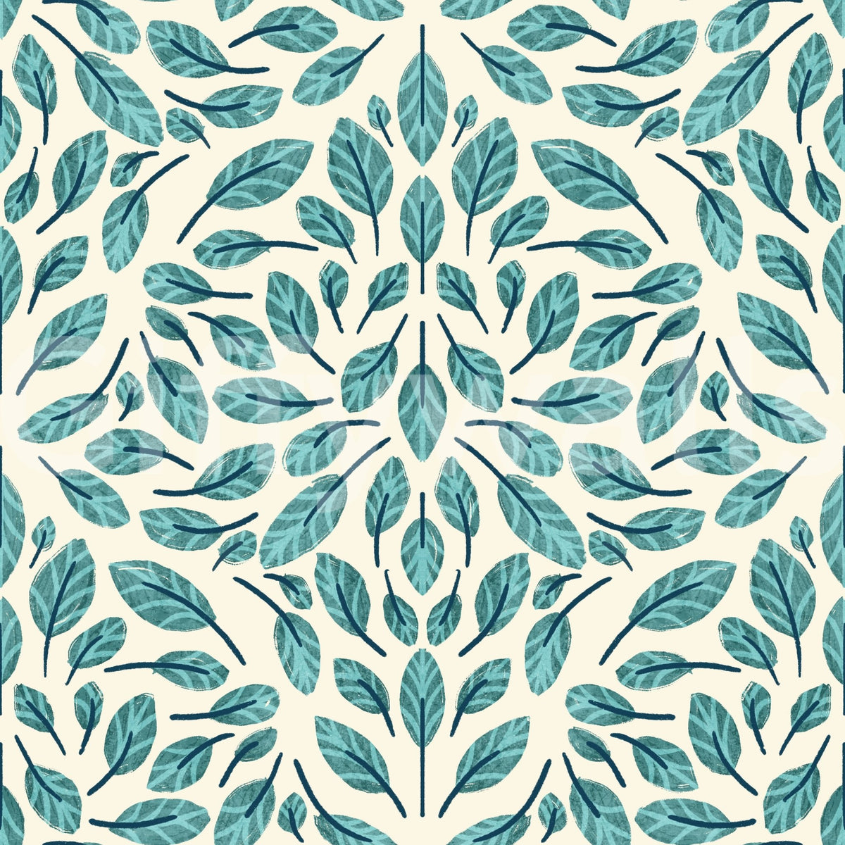 Vibrant teal leaf wallpaper for a soothing room makeover, GD1786