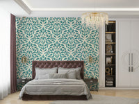 Refreshing teal leaves wallpaper for serene vibes, GD1786