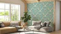 Teal leaves wallpaper creating a tranquil atmosphere, GD1786