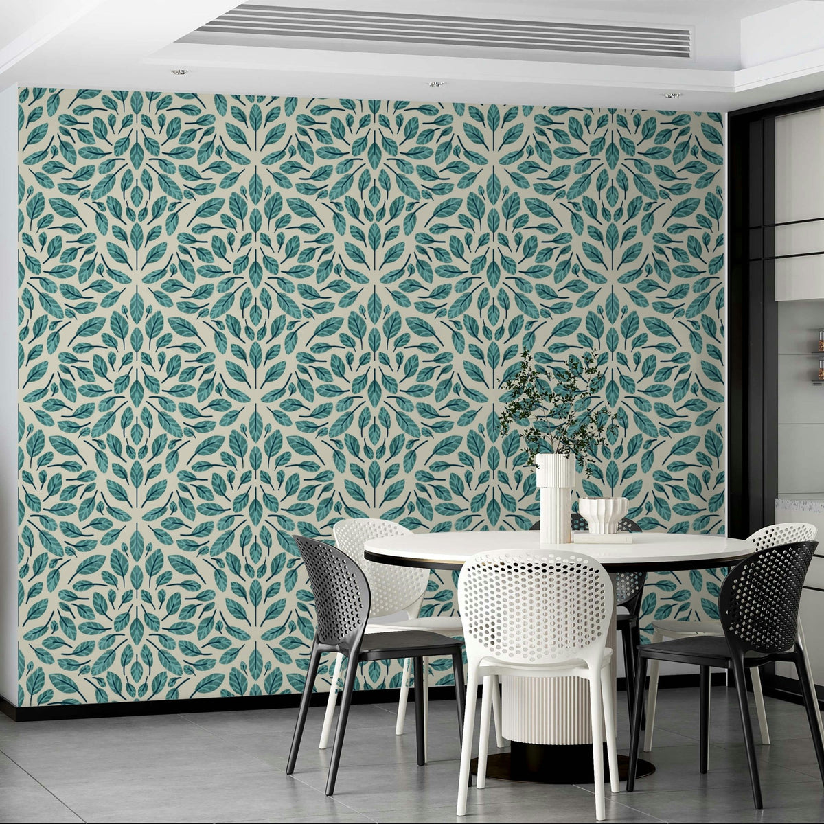 Soft teal leaf design to brighten your home, GD1786
