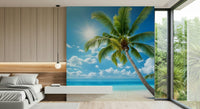 Serene tranquil beach wall mural for an airy and bright interior aesthetic.