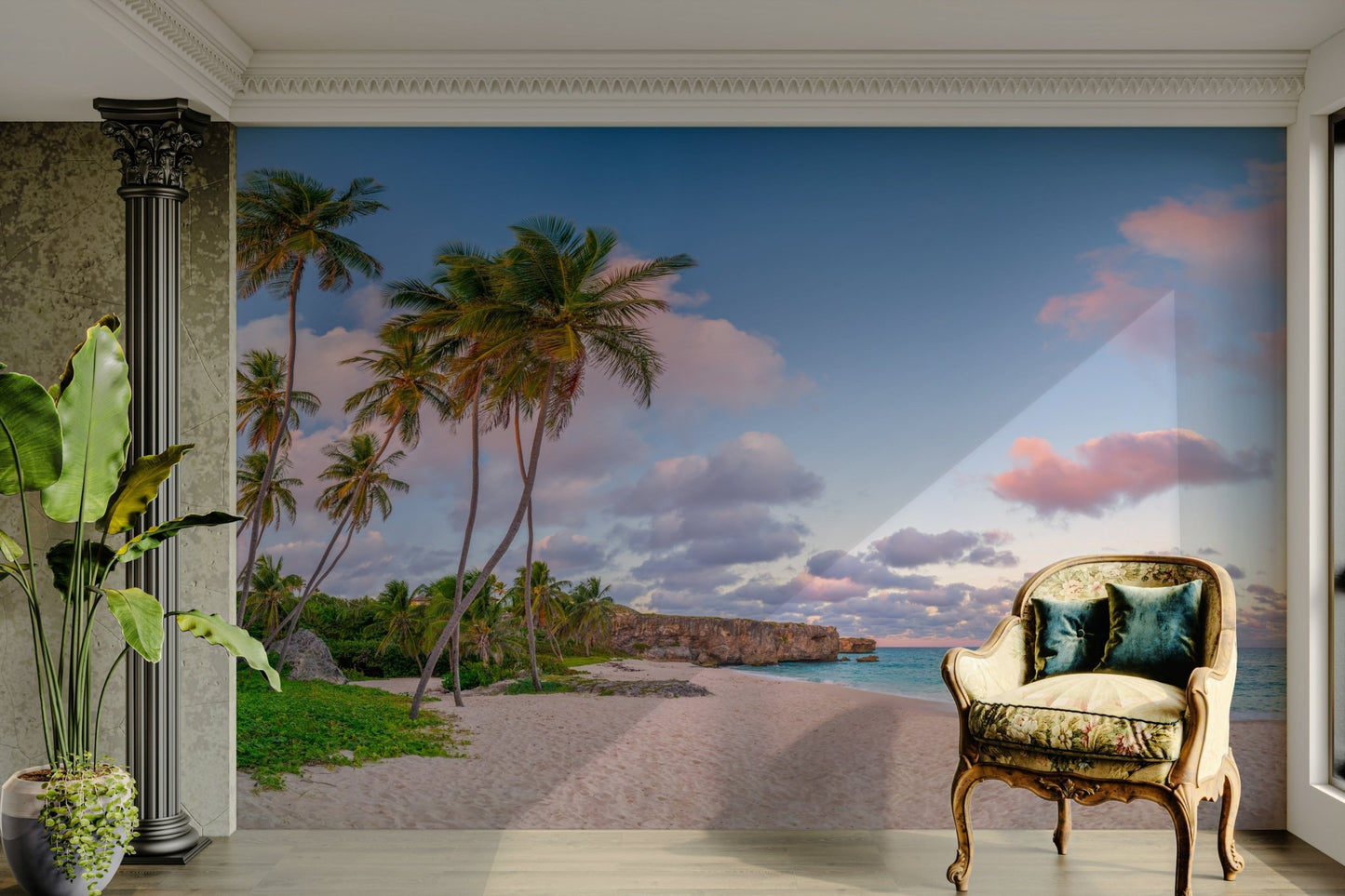 Sunset beach scene wall mural for bedrooms

