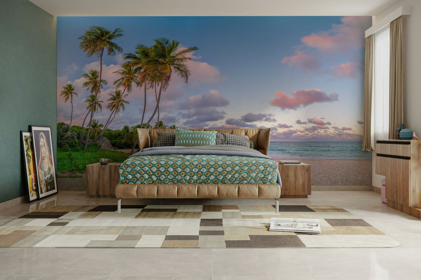 Peaceful tropical scene mural for home walls

