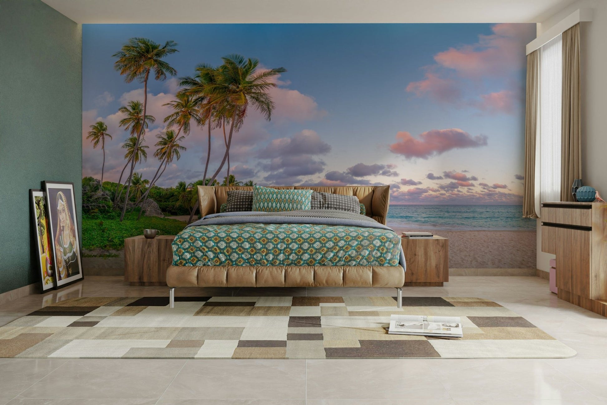 Peaceful tropical scene mural for home walls

