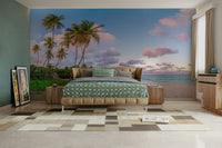 Peaceful tropical scene mural for home walls

