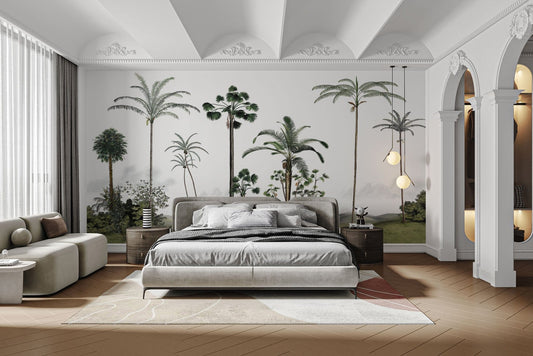 Lush green palm tree wall mural B697
