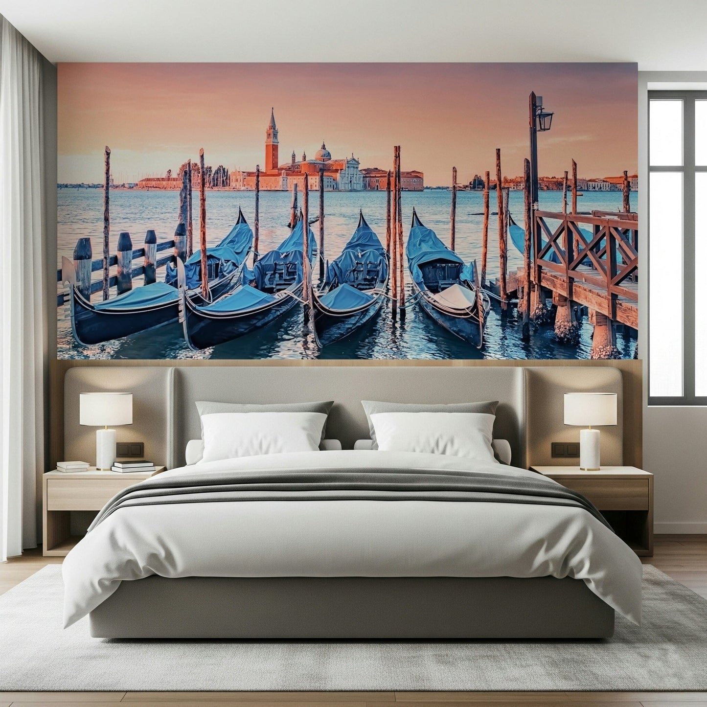 Realistic depth effect Serene Venice Scene wall mural for bedrooms.