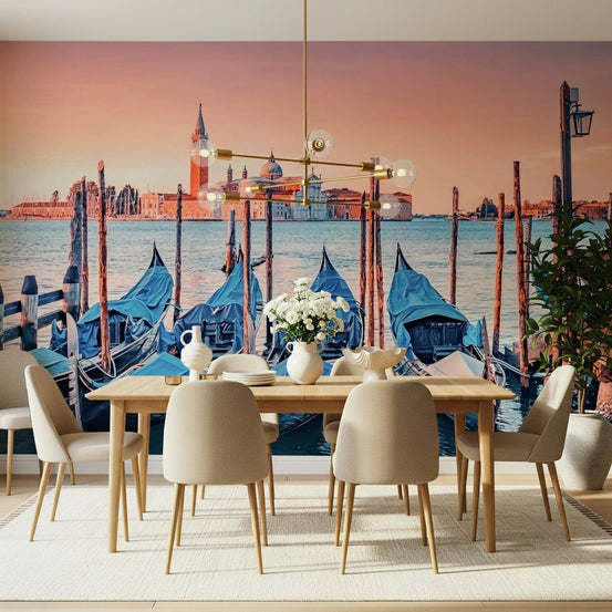 Serene Venice Scene wallpaper showing historic buildings on a canal., GD7623