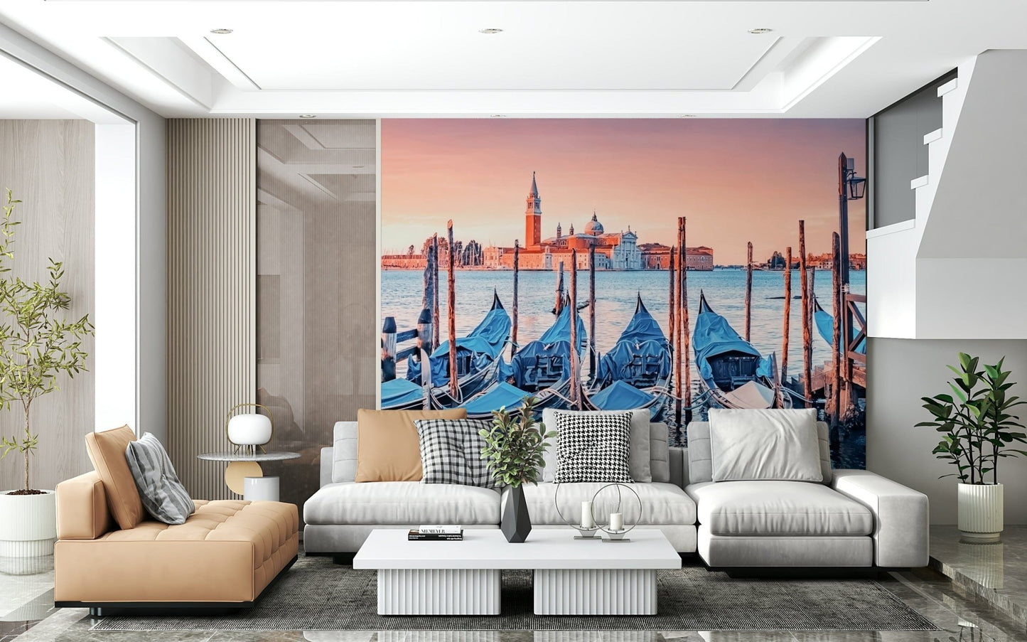Serene Venice Scene wallpaper for a relaxing vintage style lounge.
