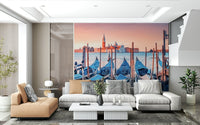 Serene Venice Scene wallpaper for a relaxing vintage style lounge.