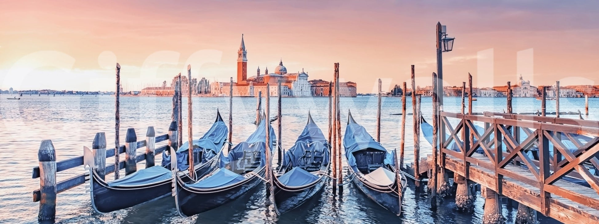 Serene Venice Scene wall mural showcasing timeless stone masonry.