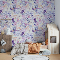 Watercolor floral mural in calming pastel shades

