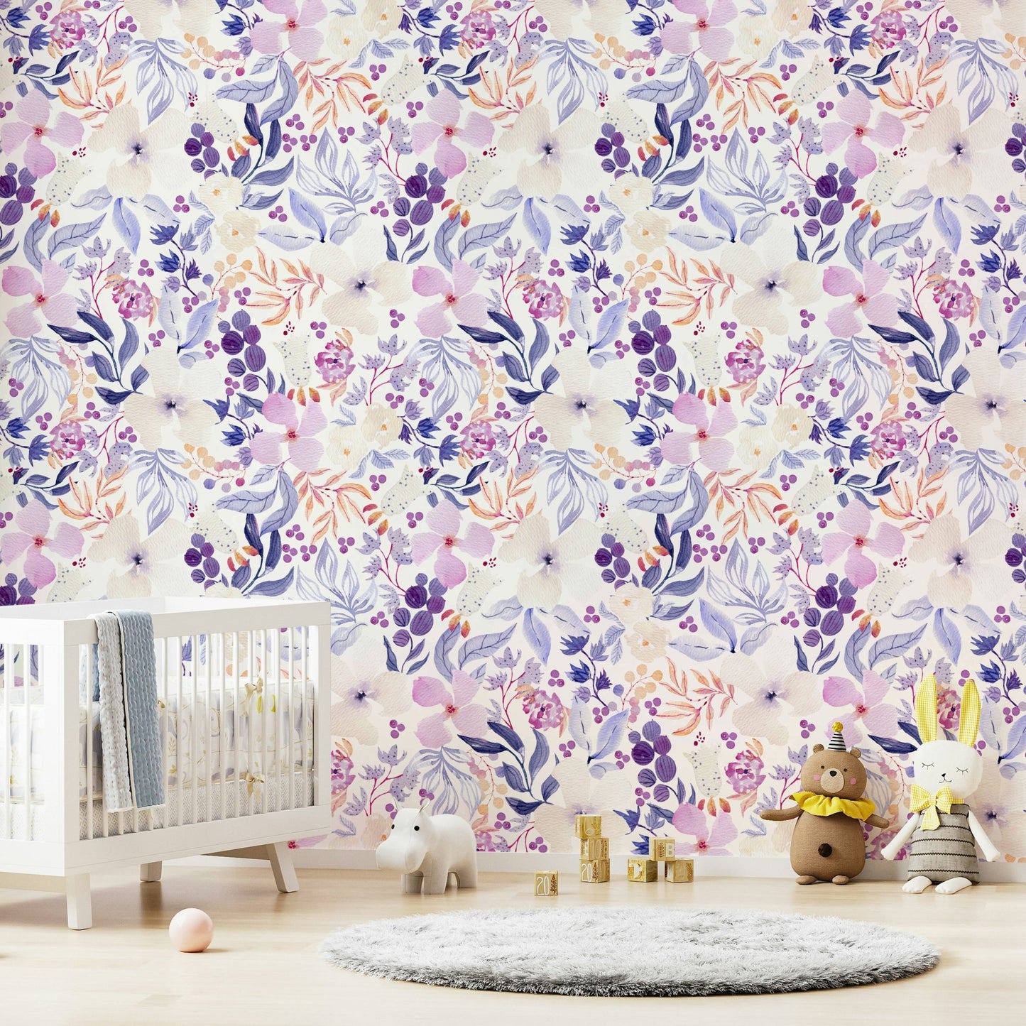 Elegant mural featuring soft watercolor flower design

