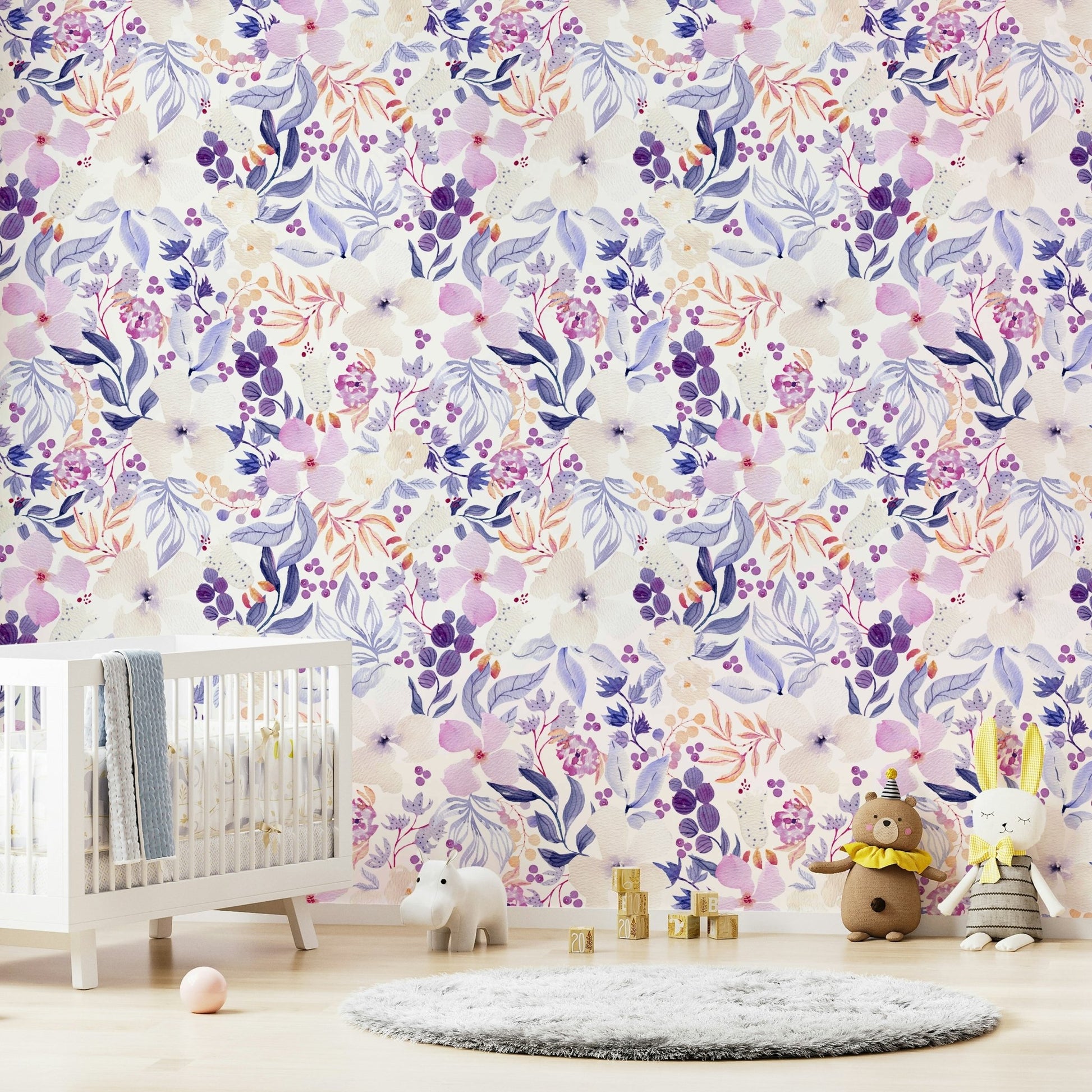 Elegant mural featuring soft watercolor flower design

