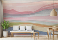 Abstract serene mural in blush pink and violet., GD8469