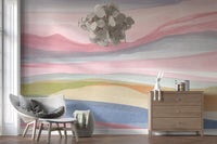 Gentle pastel watercolor mural with airy textures., GD8469