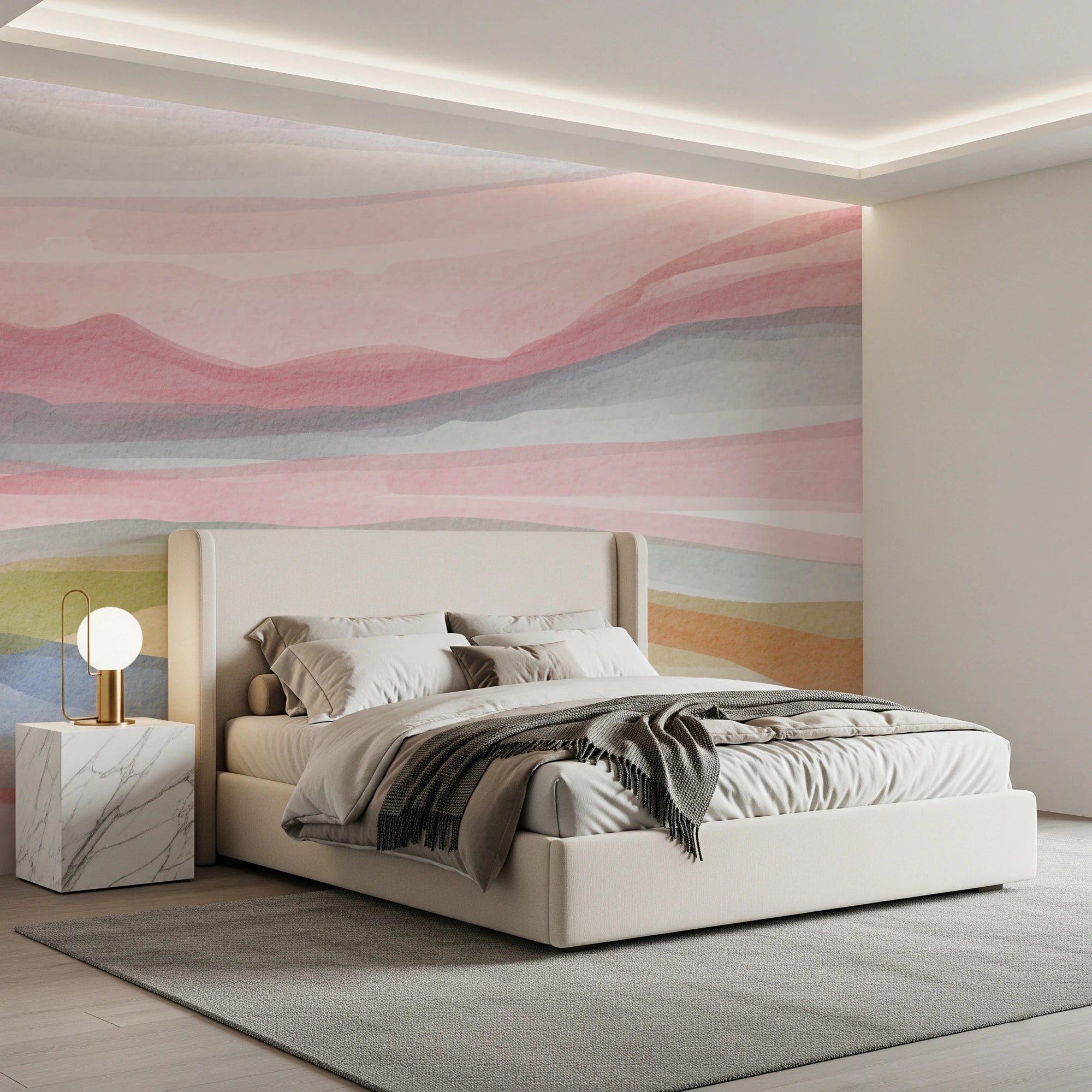 Dreamy sunset watercolor sky with soft blue hues., GD8469