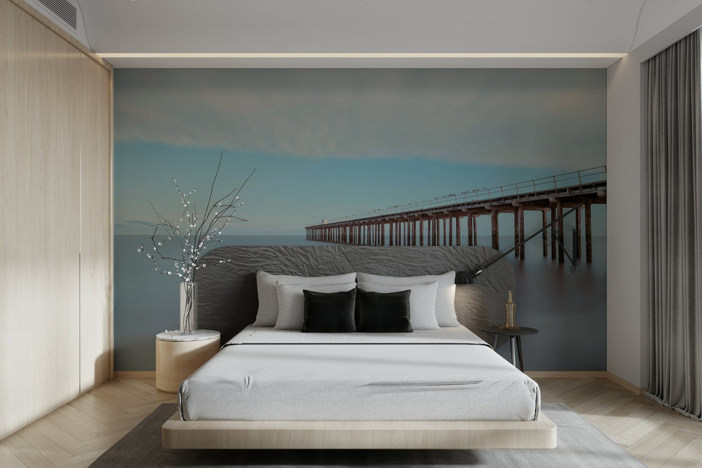 An artistic seaside mural for home decor.

