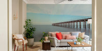 A beautiful waterfront view wall mural for a living room.

