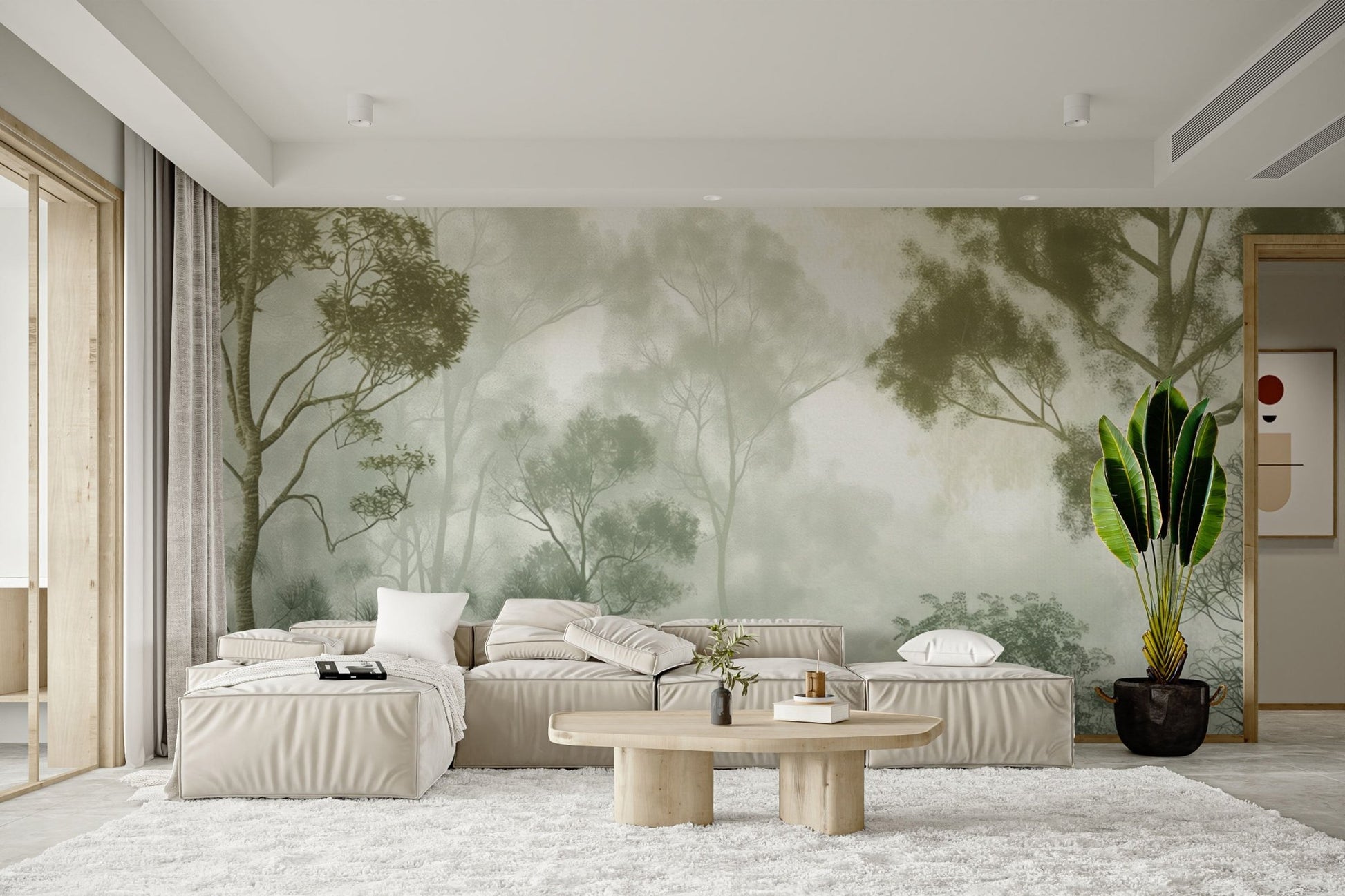 Nature-inspired misty forest wallpaper
