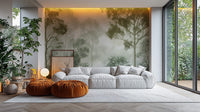 Tranquil forest canopy mural
