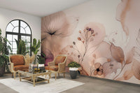 The image features flowering branches with large, elegant petals.
