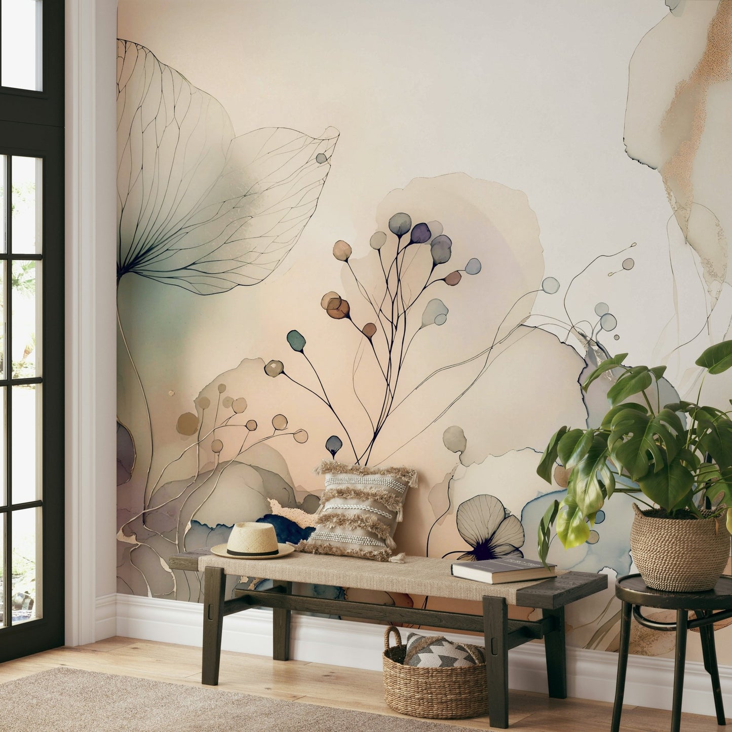 The style is artistic and painterly, like a watercolor.
