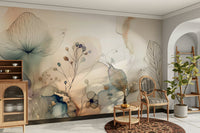 The mural is created for an entire wall, providing an immersive feel.
