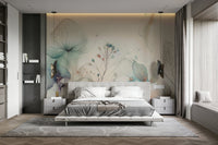 The colors are soft and muted, with shades of white, cream, and pale pink.
