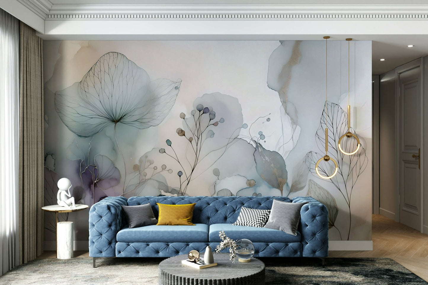 Subtle Serenity Blossom mural for cozy spaces

