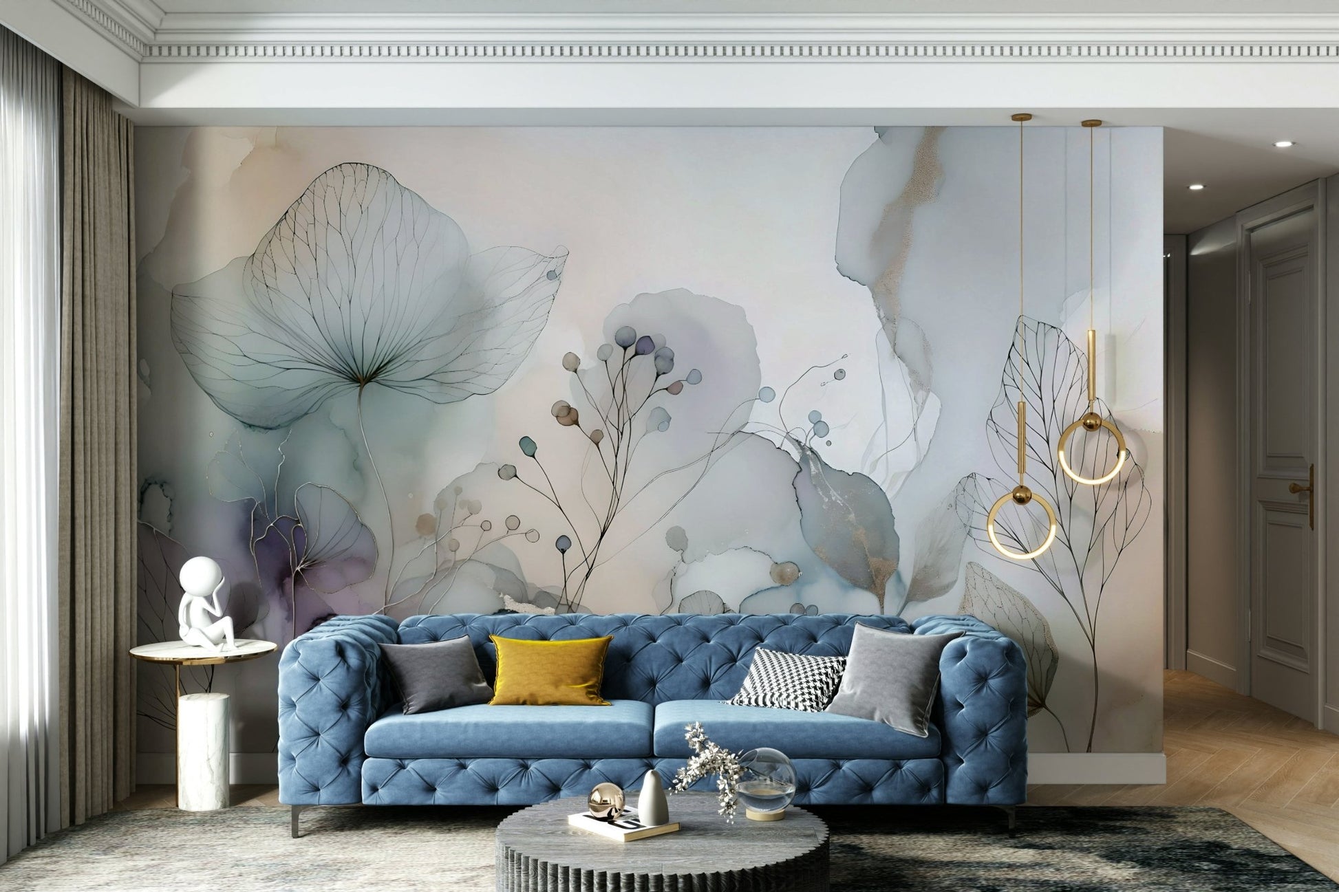 Subtle Serenity Blossom mural for cozy spaces

