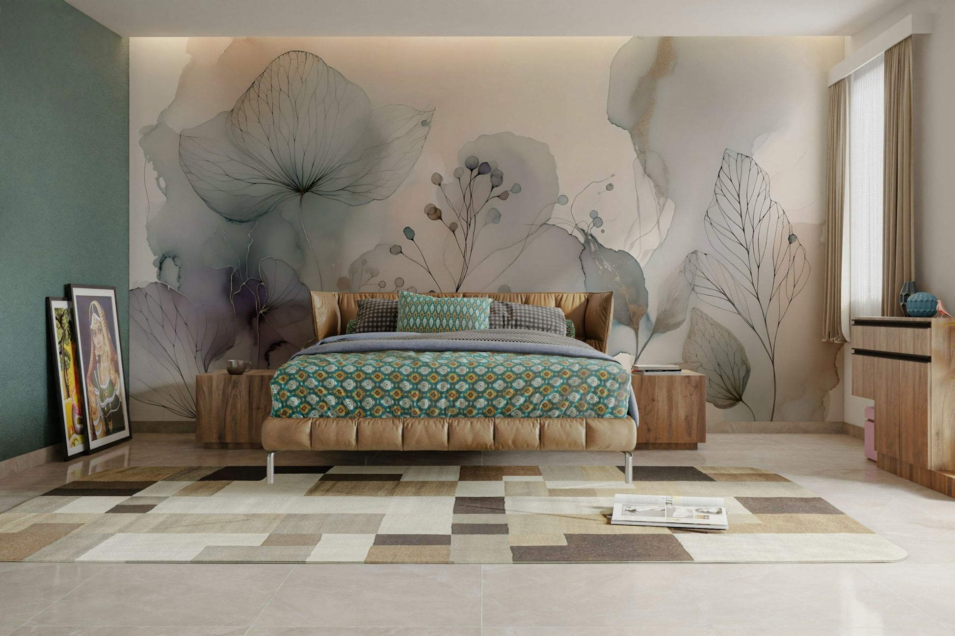 Peaceful Serenity Blossom mural for living rooms

