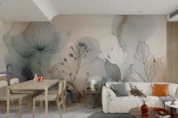 Soft floral wall mural for calming interiors

