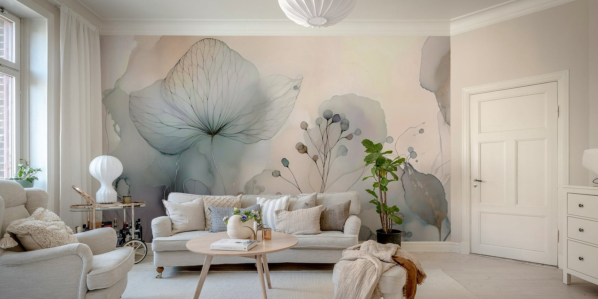 Serenity Blossom Dream mural with gentle colors

