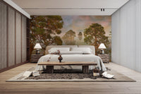Watercolor Lake Sunset Forest Wallpaper Murals - Giffywalls DTIL22