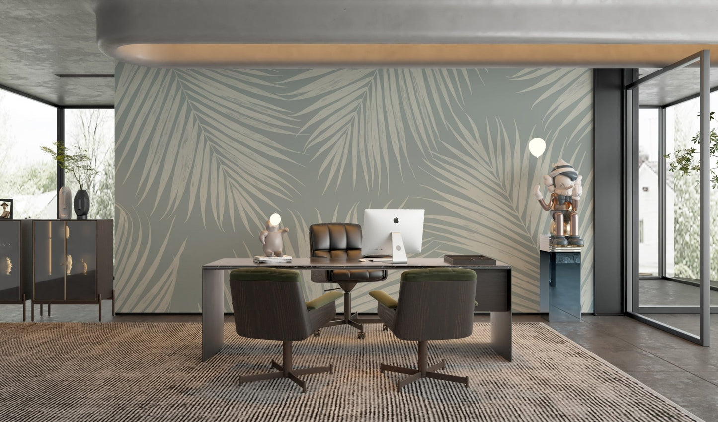 Calming palm leaf wallpaper C214