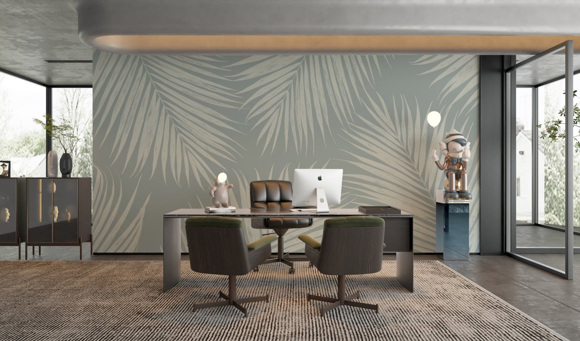 Calming palm leaf wallpaper C214